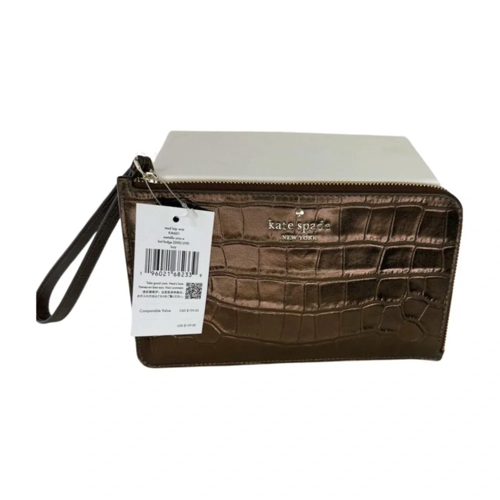 Kate Spade Hot Fudge Croc Embossed Clutch